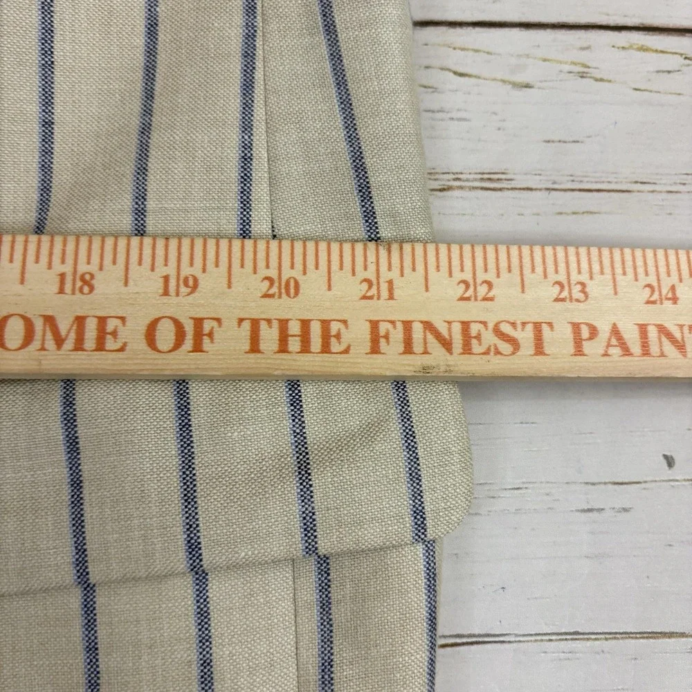 Patrick James Reserve Blazer Sport Coat Mens 44 Beige Stripe Wool Silk Linen